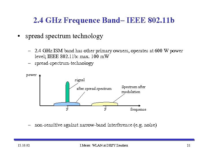 2. 4 GHz Frequence Band– IEEE 802. 11 b • spread spectrum technology –
