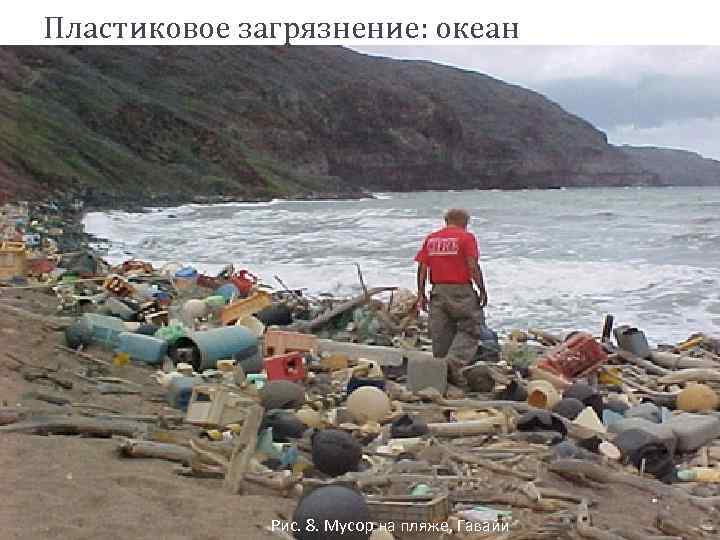 Пластиковое загрязнение: океан Рис. 8. Мусор на пляже, Гавайи 