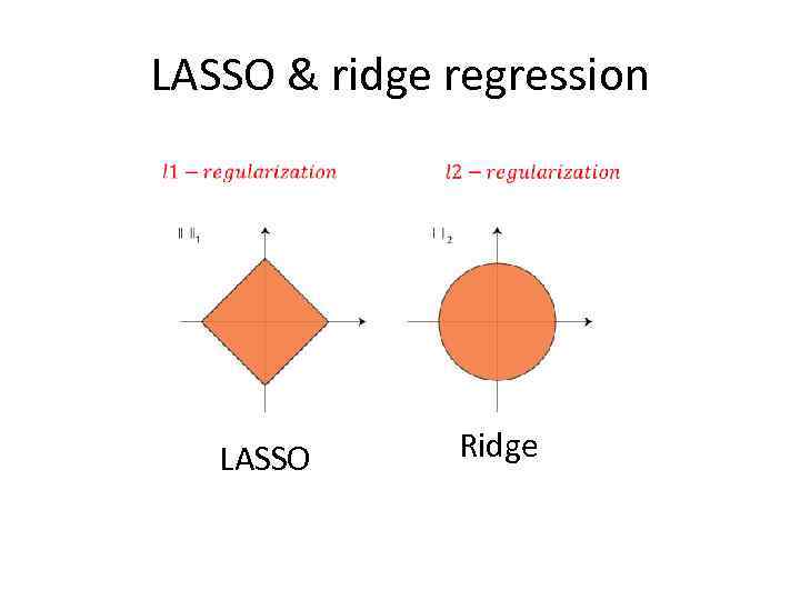 LASSO & ridge regression LASSO Ridge 