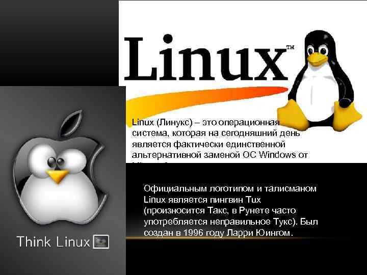  Linux (Линукс) – это операционная система, которая на сегодняшний день является фактически единственной