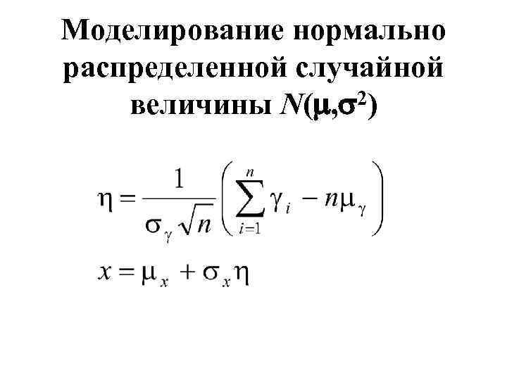 Моделирование нормально распределенной случайной величины N( , 2) 
