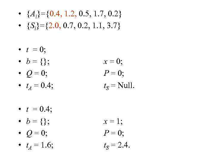  • {Ai}={0. 4, 1. 2, 0. 5, 1. 7, 0. 2} • {Si}={2.