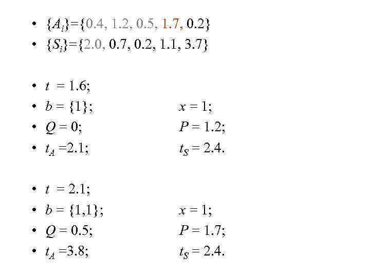  • {Ai}={0. 4, 1. 2, 0. 5, 1. 7, 0. 2} • {Si}={2.