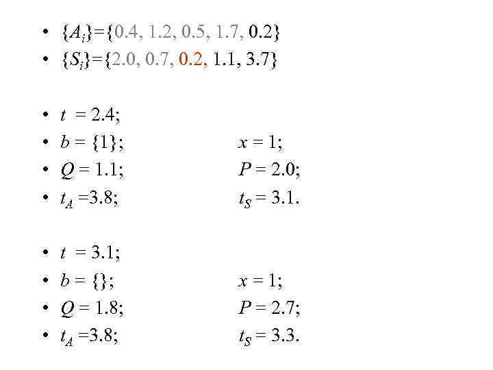  • {Ai}={0. 4, 1. 2, 0. 5, 1. 7, 0. 2} • {Si}={2.