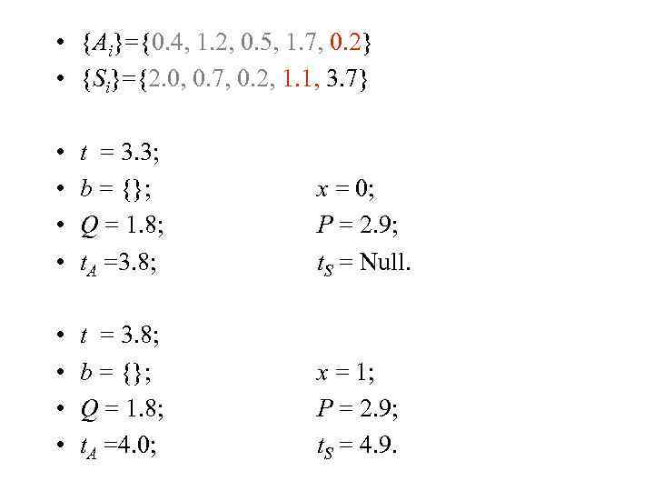  • {Ai}={0. 4, 1. 2, 0. 5, 1. 7, 0. 2} • {Si}={2.