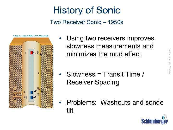 History of Sonic Two Receiver Sonic – 1950 s Single Transmitter/Two Receivers • Slowness