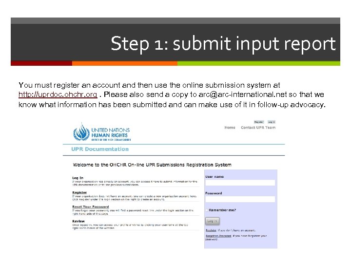 Step 1: submit input report You must register an account and then use the