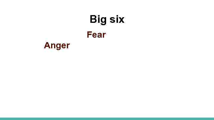 Big six Fear Anger 