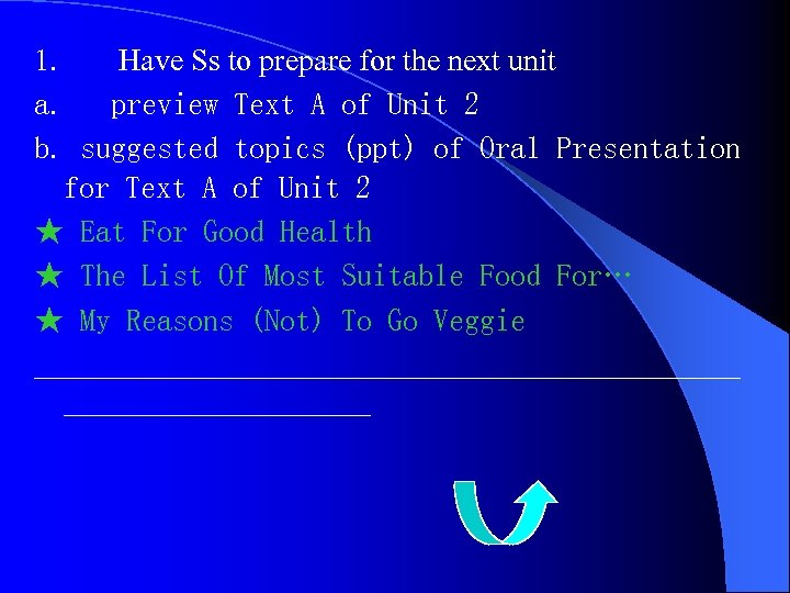 1. Have Ss to prepare for the next unit a. preview Text A of