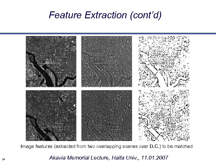 Feature Extraction (cont’d) Image features (extracted from two overlapping scenes over D. C. )