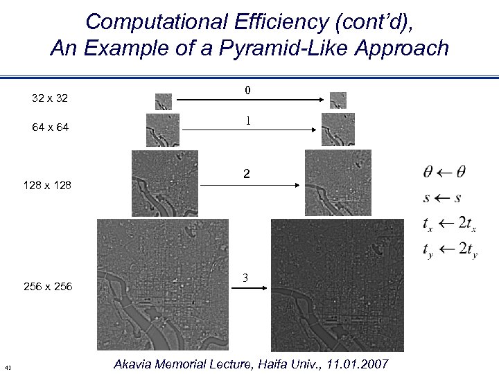 Computational Efficiency (cont’d), An Example of a Pyramid-Like Approach 32 x 32 64 x