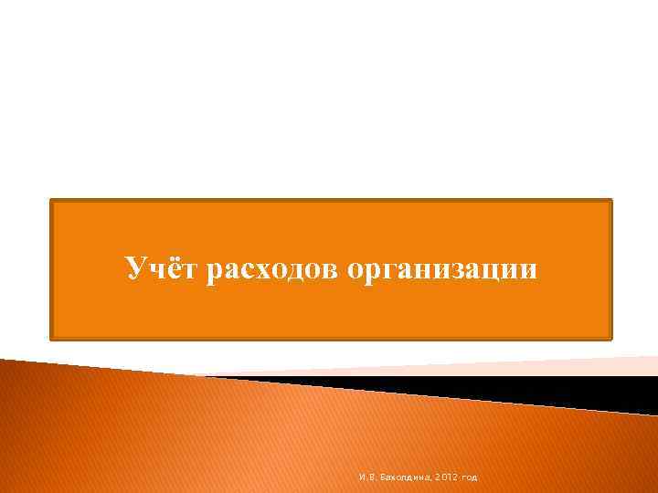 Учёт расходов организации И. В. Бахолдина, 2012 год 