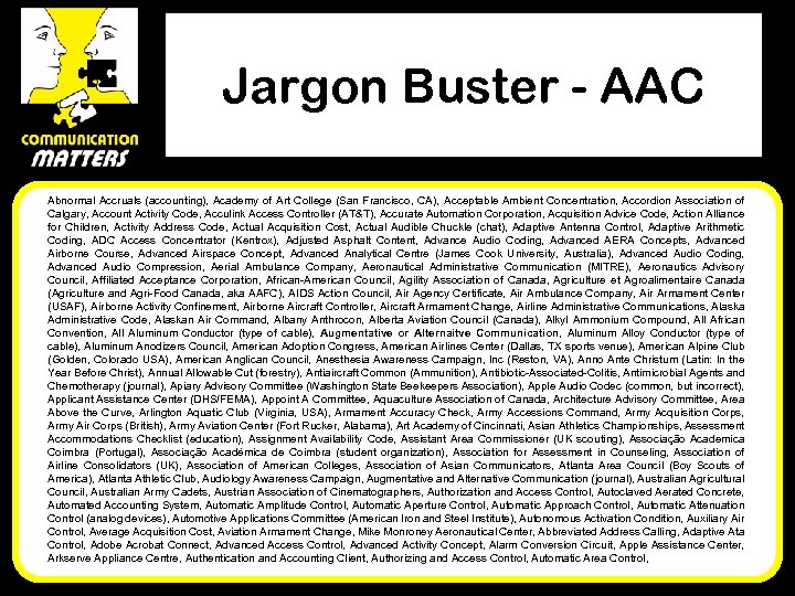 Jargon Buster - AAC Abnormal Accruals (accounting), Academy of Art College (San Francisco, CA),