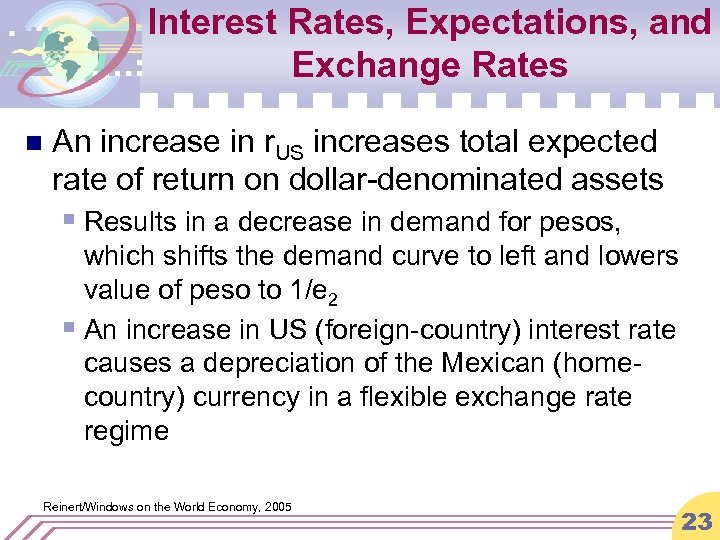 Interest Rates, Expectations, and Exchange Rates n An increase in r. US increases total