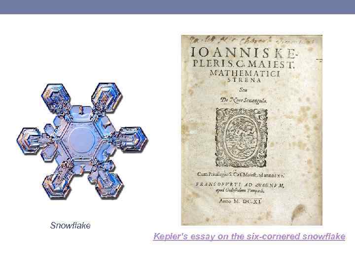 Snowflake Kepler's essay on the six-cornered snowflake 