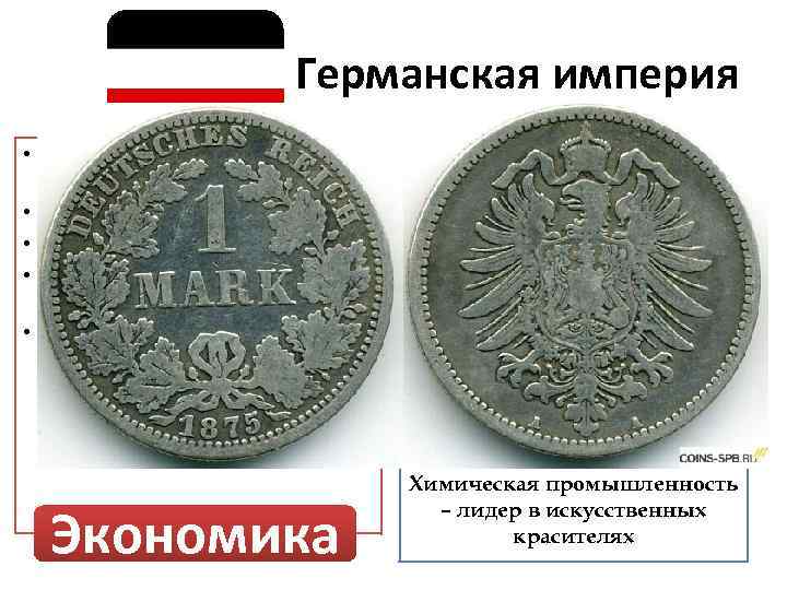 Германская империя • Общее управление железных дорог • 1874 г. – рейхсмарка • 1875