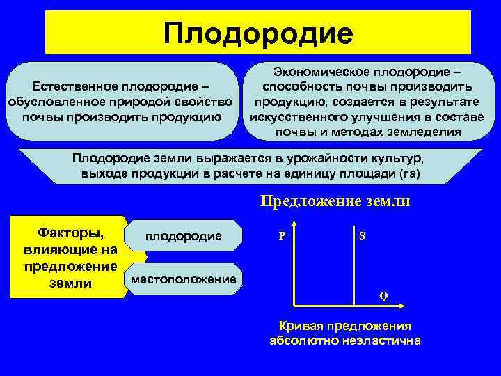 Плодородие Естественное плодородие – обусловленное природой свойство почвы производить продукцию Экономическое плодородие – способность