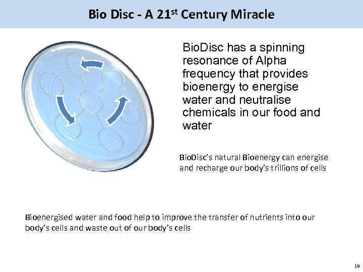 Bio Disc - A 21 st Century Miracle Bio. Disc has a spinning resonance