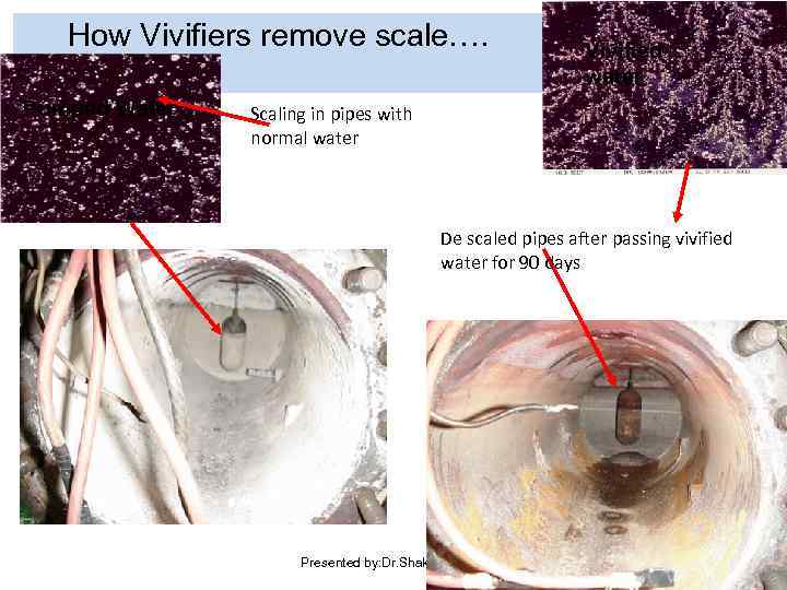 How Vivifiers remove scale…. Pumped Water Vivified water Scaling in pipes with normal water