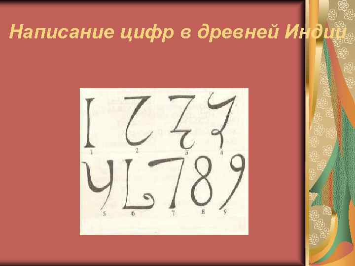 Написание цифр в древней Индии 