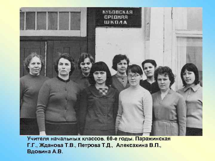 Учителя начальных классов. 60 -е годы. Паражинская Г. Г. , Жданова Т. В. ,