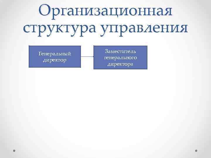 Организационная структура управления Генеральный директор Заместитель генерального директора 