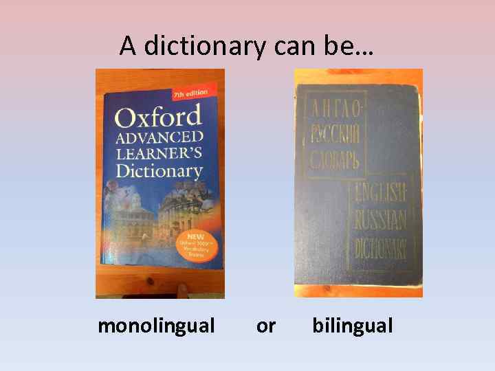 A dictionary can be… monolingual or bilingual 
