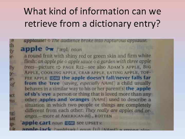 What kind of information can we retrieve from a dictionary entry? 