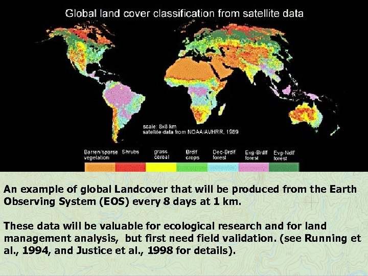 An example of global Landcover that will be produced from the Earth Observing System