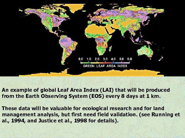 An example of global Leaf Area Index (LAI) that will be produced from the