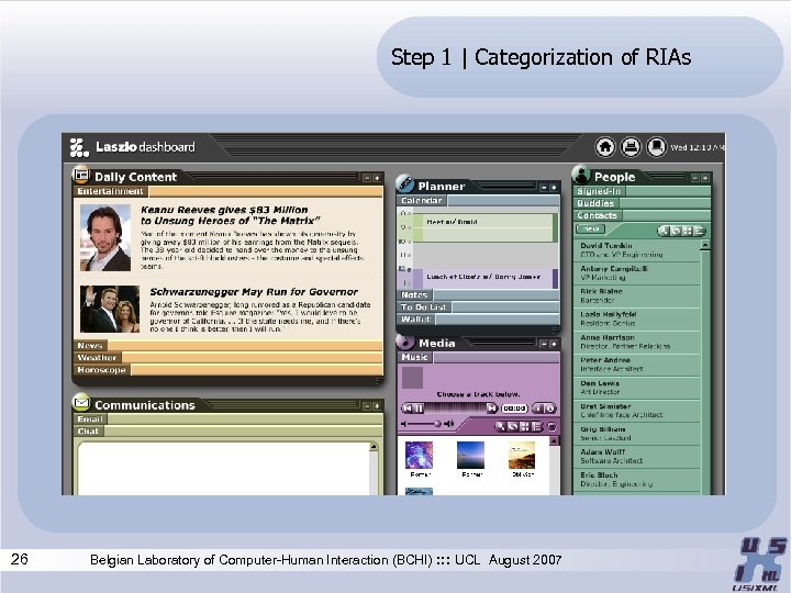 Step 1 | Categorization of RIAs 26 Belgian Laboratory of Computer-Human Interaction (BCHI) :