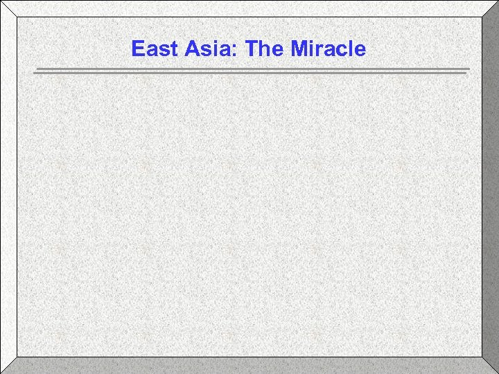 East Asia: The Miracle 