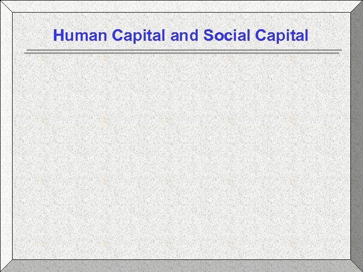 Human Capital and Social Capital 