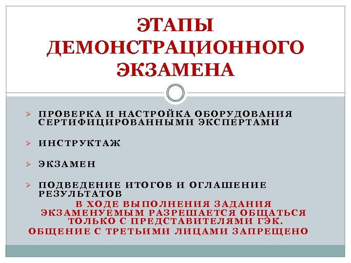 Дем экзамен. Этапы при проведении демонстрационного экзамена. Демонстрационный экзамен этапы подготовки. Этапы предусмотрены при проведении демонстрационного экзамена. Процедура проведения демонстрационного экзамена.