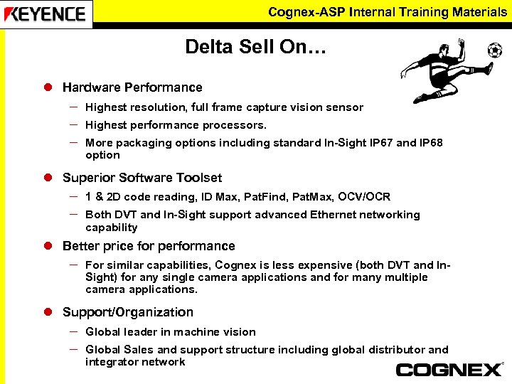 Cognex-ASP Internal Training Materials Delta Sell On… l Hardware Performance – – – Highest