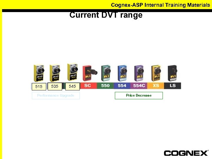 Cognex-ASP Internal Training Materials Current DVT range 515 535 545 Performance Upgrade Price Decrease