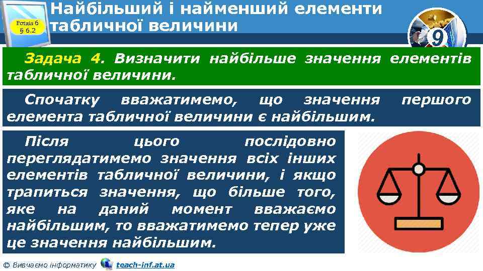 Розділ 6 § 6. 2 Найбільший і найменший елементи табличної величини 9 Задача 4.