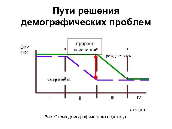 Пути решения демографических проблем Рис. Схема демографического перехода 