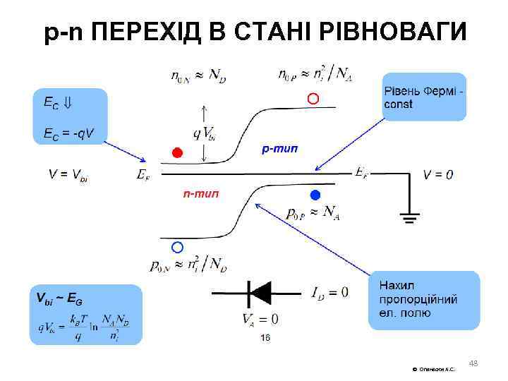 p-n ПЕРЕХІД В СТАНІ РІВНОВАГИ Опанасюк А. С. 48 
