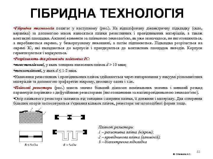 ГІБРИДНА ТЕХНОЛОГІЯ • Гібридна технологія полягає у наступному (рис. ). На відшліфовану діелектричну підкладку