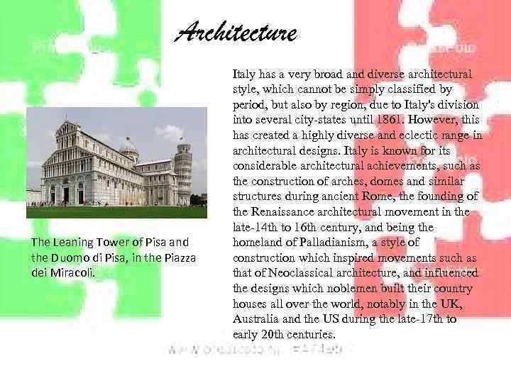 Architecture The Leaning Tower of Pisa and the Duomo di Pisa, in the Piazza