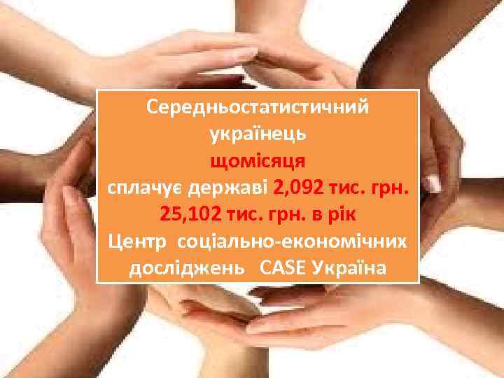 Середньостатистичний українець щомісяця сплачує державі 2, 092 тис. грн. 25, 102 тис. грн. в