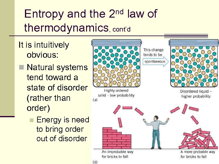 Entropy and the 2 nd law of thermodynamics, cont’d It is intuitively obvious: n