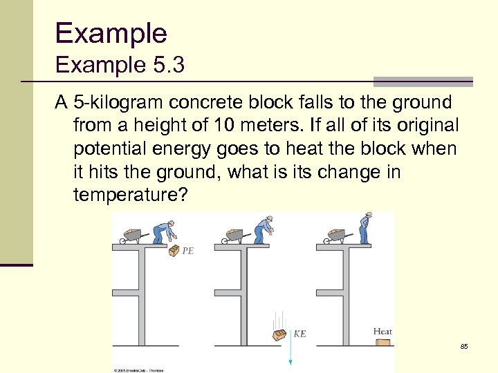 Example 5. 3 A 5 -kilogram concrete block falls to the ground from a