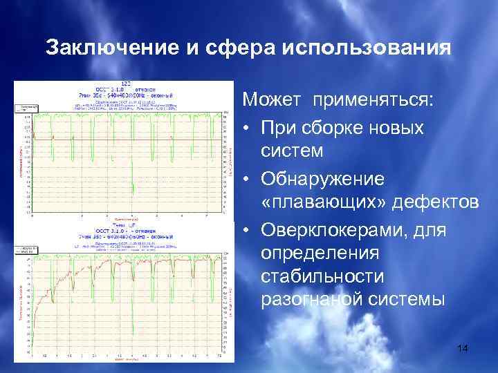 Заключение и сфера использования Может применяться: • При сборке новых систем • Обнаружение «плавающих»