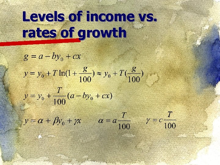 Levels of income vs. rates of growth 