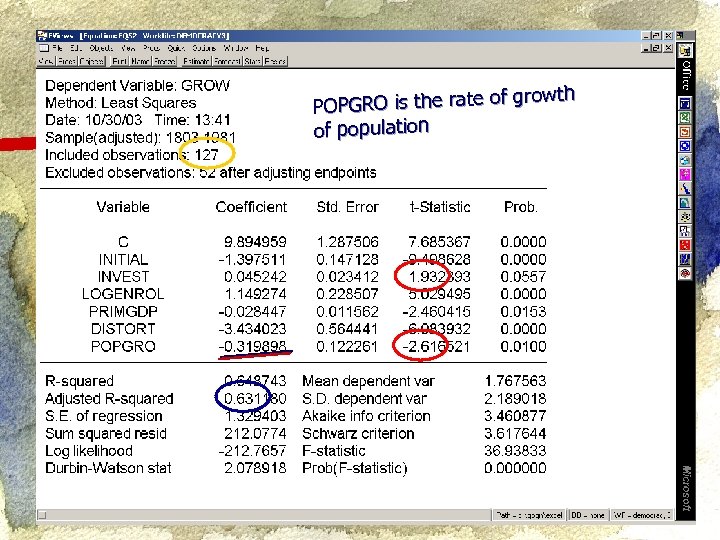 growth POPGRO is the rate of of population 