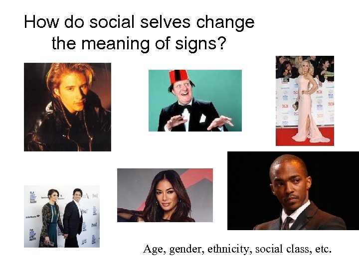 How do social selves change the meaning of signs? Age, gender, ethnicity, social class,