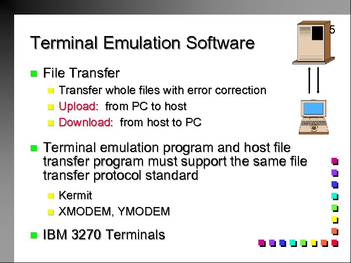 Terminal Emulation Software n File Transfer n n Terminal emulation program and host file