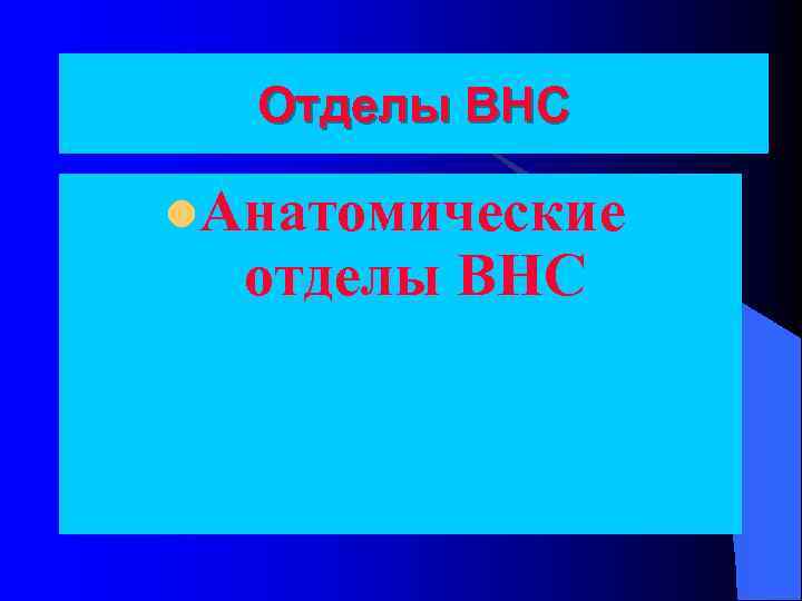 Отделы ВНС l. Анатомические отделы ВНС 